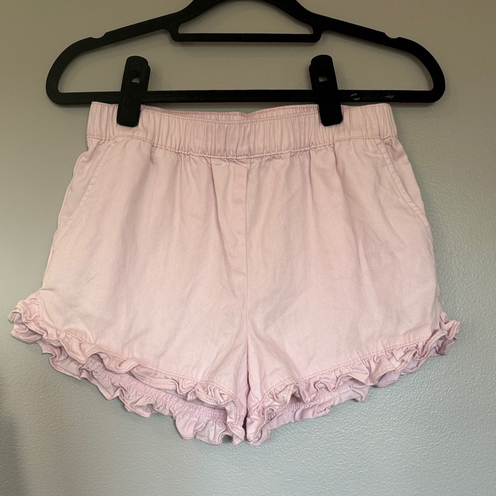 Crewcuts Light Pink Ruffle Hem High Waist Shorts